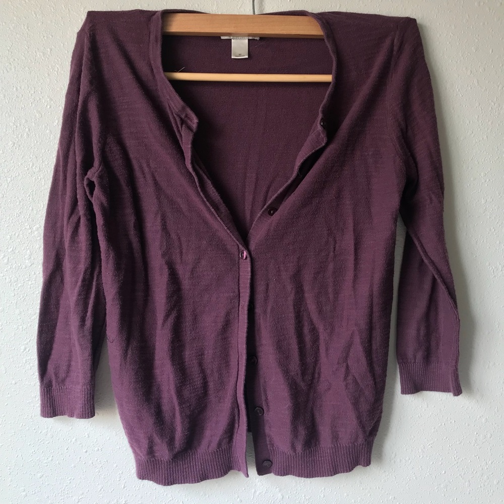 Loft 1/2 sleeve plum cardigan